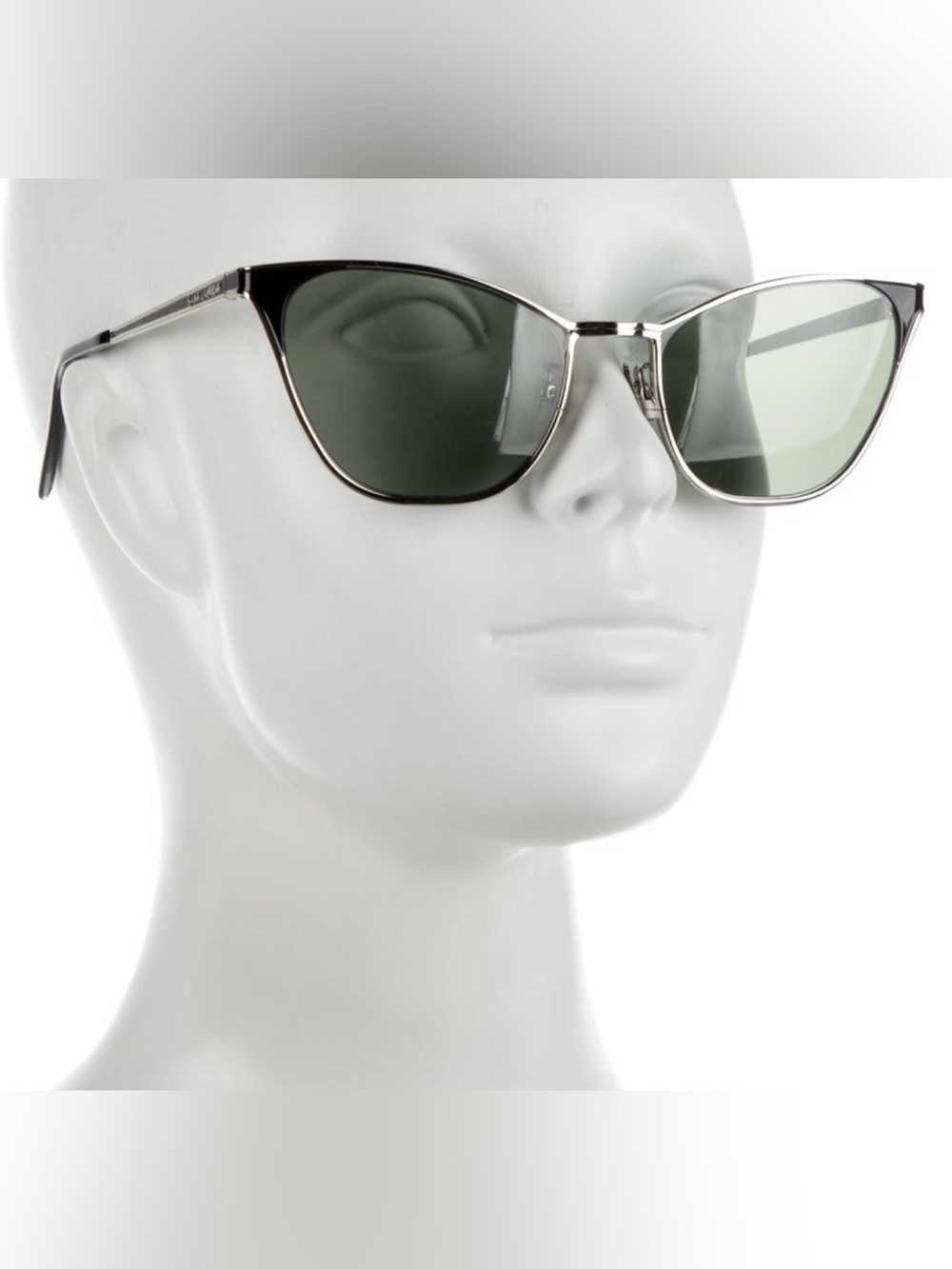 Saint Laurent Silver Cat-Eye Sunglasses with tinted lenses